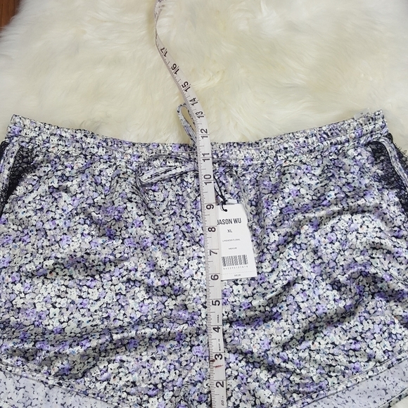 Grey Jason Wu Lace Trim Satin Runner PJ Shorts XL - Picture 4 of 9